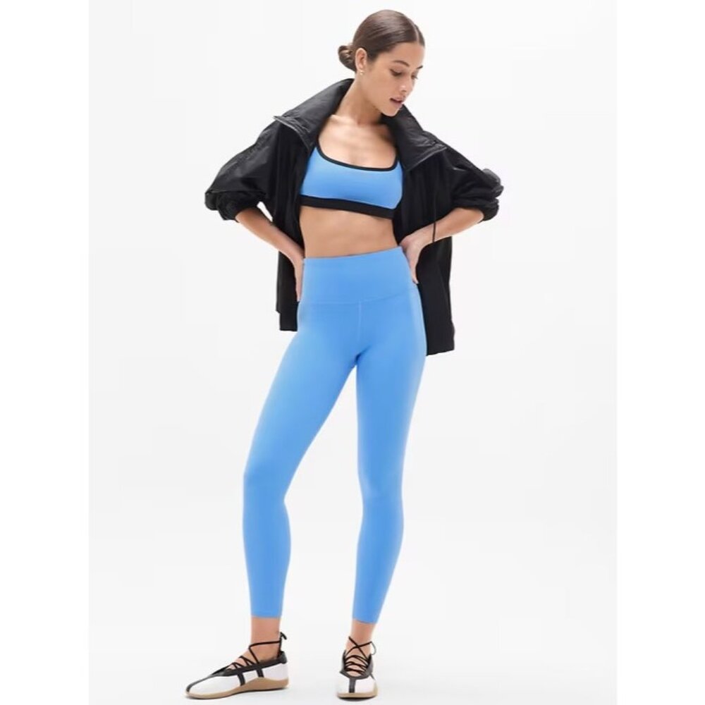 New Athleta M Ultra High Rise Elation 7/8 Leggings Cornflower Blue Medium Reg